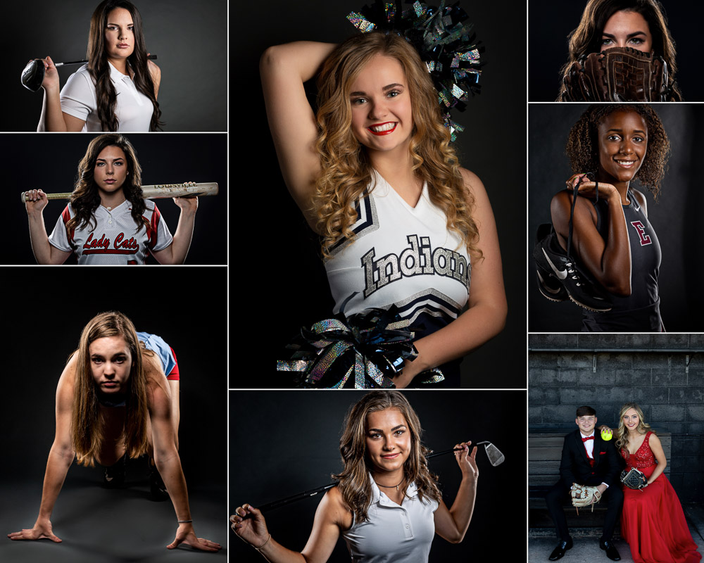 Cheer, golf, track, and softball pictures for high school students.