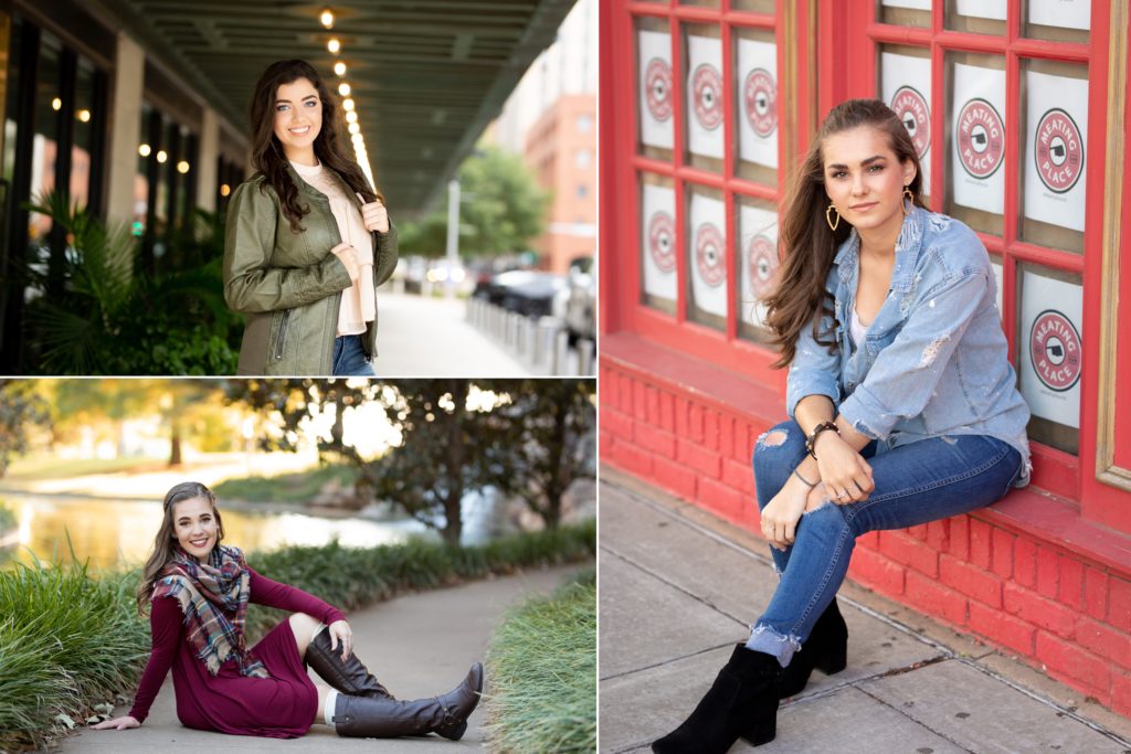 Senior girls posing and showing how to wear layers for senior portraits.
