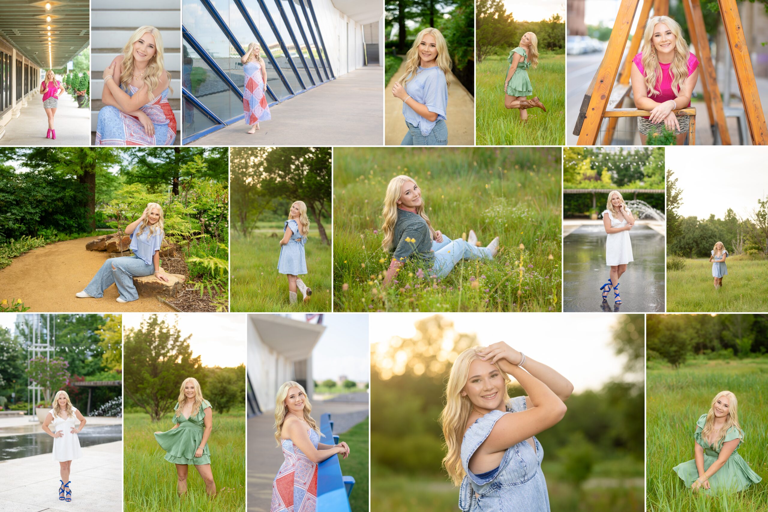 senior girl posing at various locations around OKC and Edmond for her senior portraits
